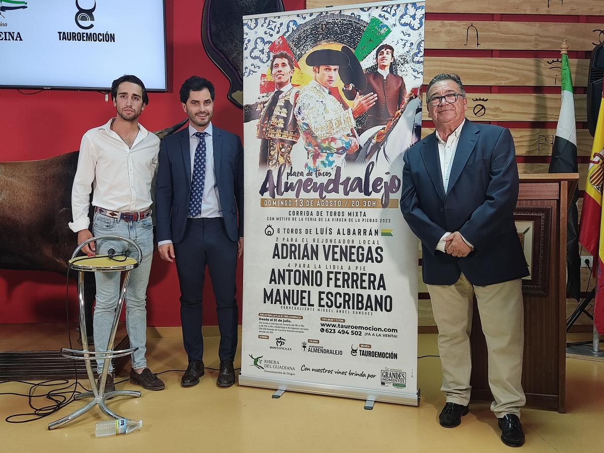 El cartel taurino de las fiestas lo componen Ferrera, Escribano y Adrián Venegas