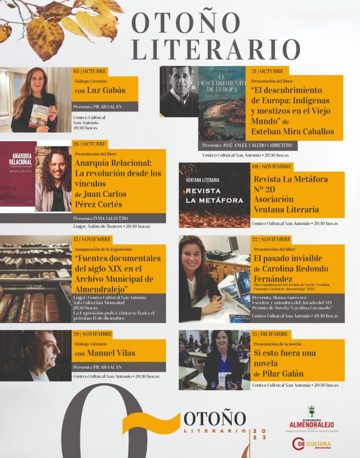 Luz Gabás y Manuel Vilas participarán en el ‘Otoño literario’ de Almendralejo