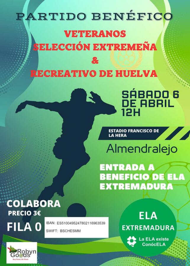 Veteranos del Recre y la Selección Extremeña jugarán a beneficio de ELA Extremadura