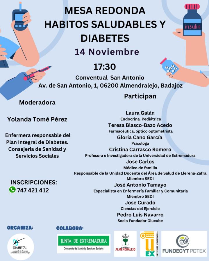 Once profesionales participarán este jueves en una mesa redonda sobre la diabetes