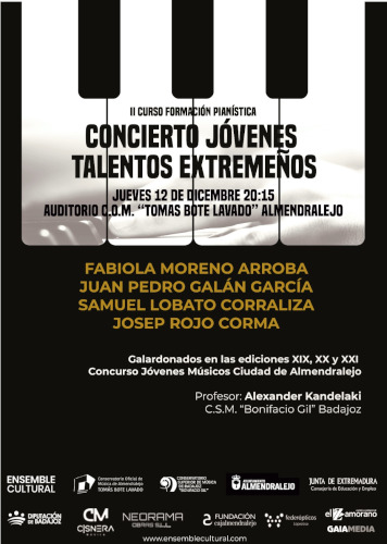 Cuatro pianistas extremeños del ‘Bonifacio Gil’ ofrecerán un concierto en Almendralejo