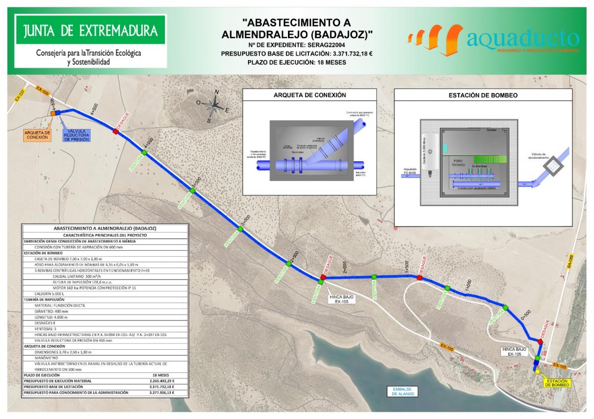 Salen a licitación las obras para el abastecimiento de agua desde Alange