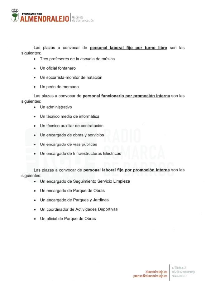 El Ayuntamiento convocará este año 47 plazas de la Oferta de Empleo Público