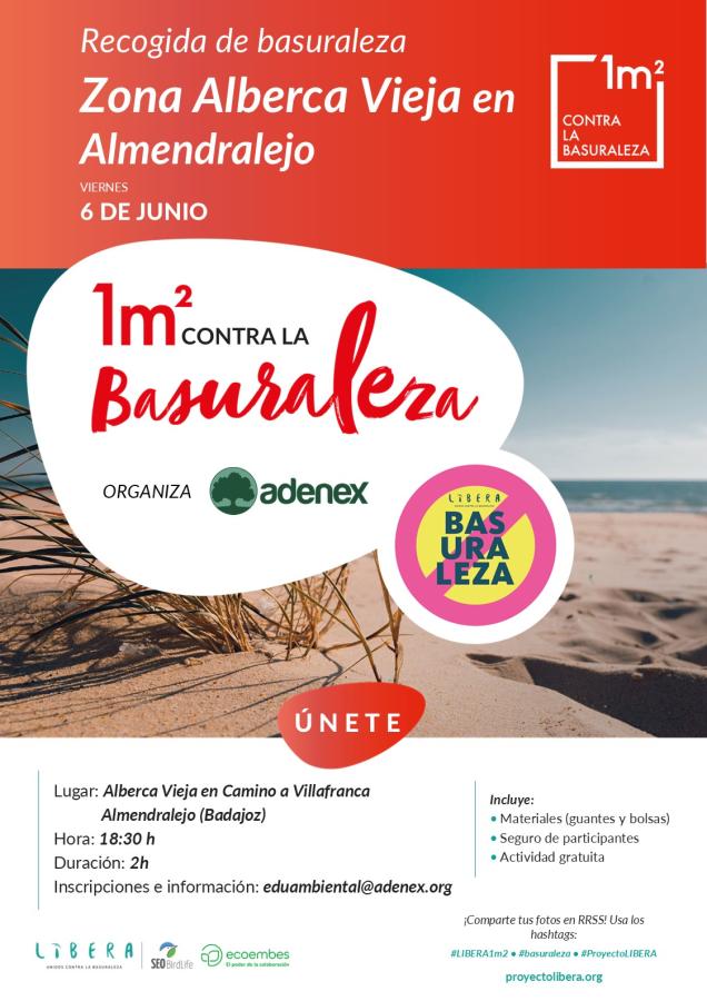 Adenex organiza una jornada de recogida de 'basuraleza' en la alberca vieja
