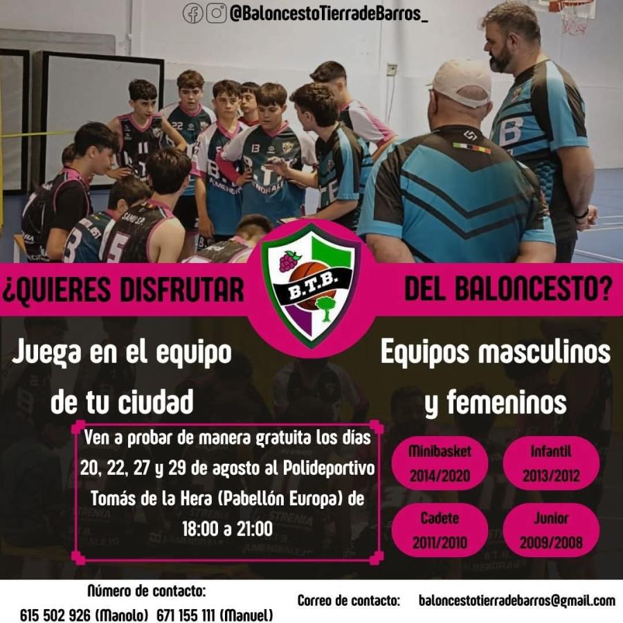 El BTB organiza dos jornadas de prueba para nuevos interesados en el baloncesto