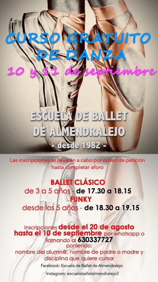 La escuela de ballet ofrece un curso gratuito durante los días 10 y 11 de septiembre