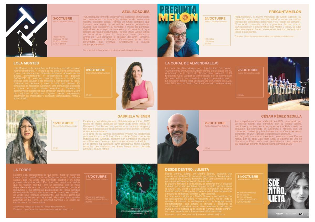 La programación del teatro en octubre acoge dos obras, un monólogo y un concierto