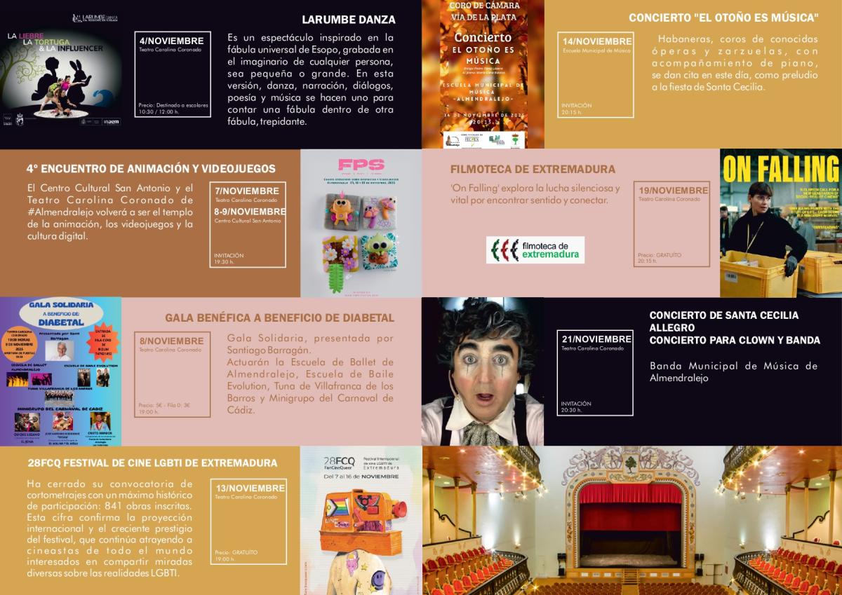 La programación cultural incluye galas, el Otoño literario y el concierto de Santa Cecilia