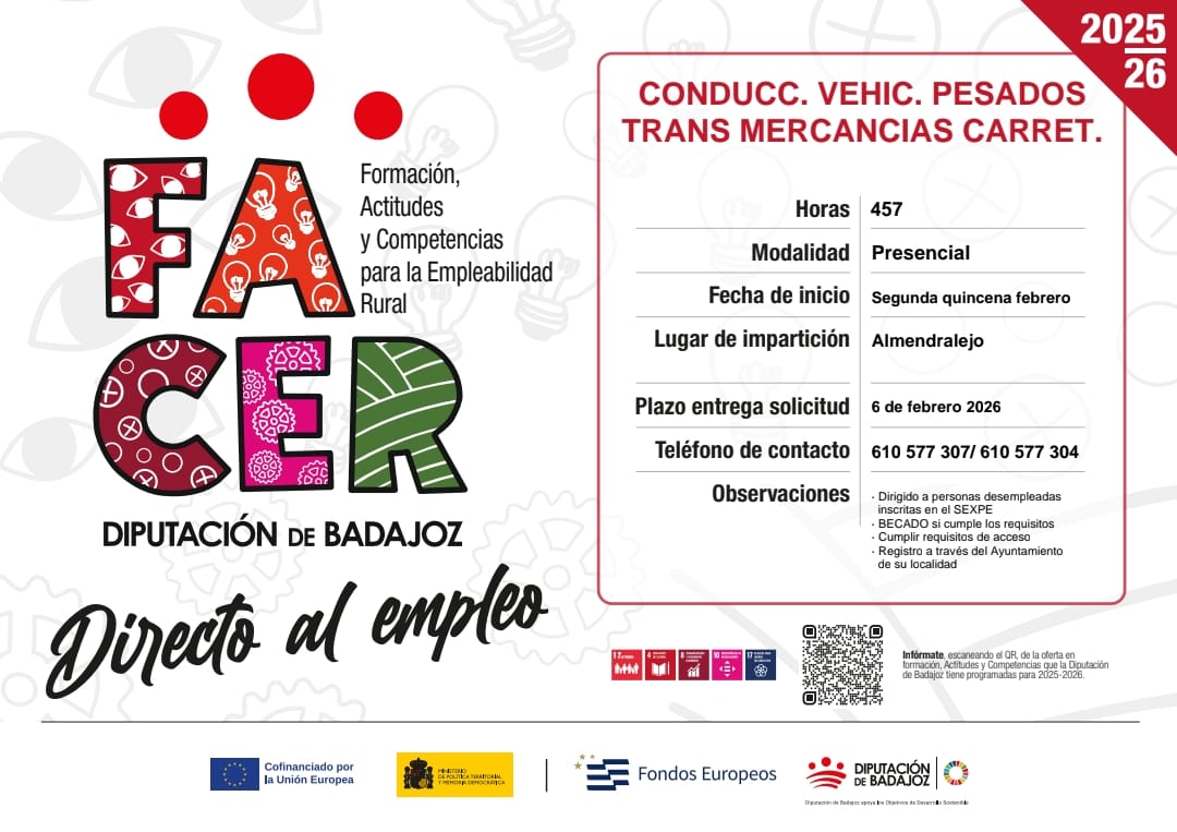 Almendralejo acoge un curso gratuito para obtener el carné de camión y el CAP