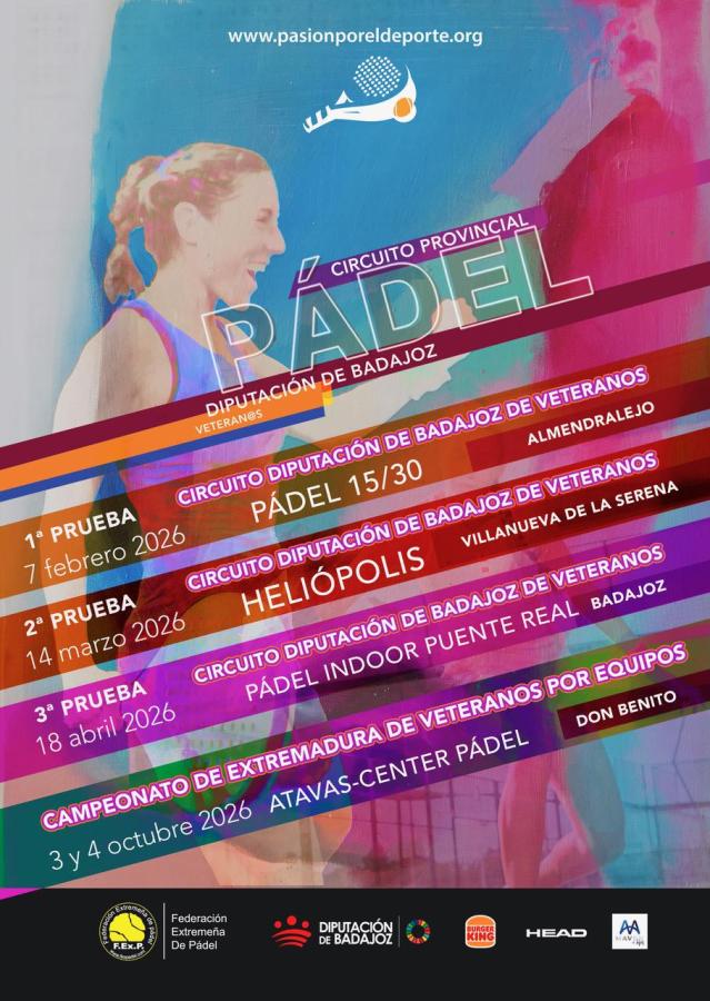 El circuito provincial de pádel llega a Almendralejo por primera vez