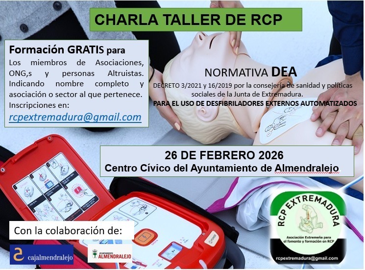 RCP Extremadura ofrece un curso gratuito sobre actuación ante paradas cardíacas y atragantamientos