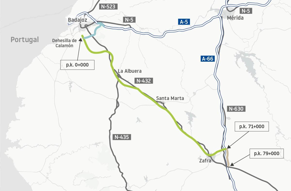 Transportes aprueba el estudio informativo para construir una autovía entre Badajoz y Zafra