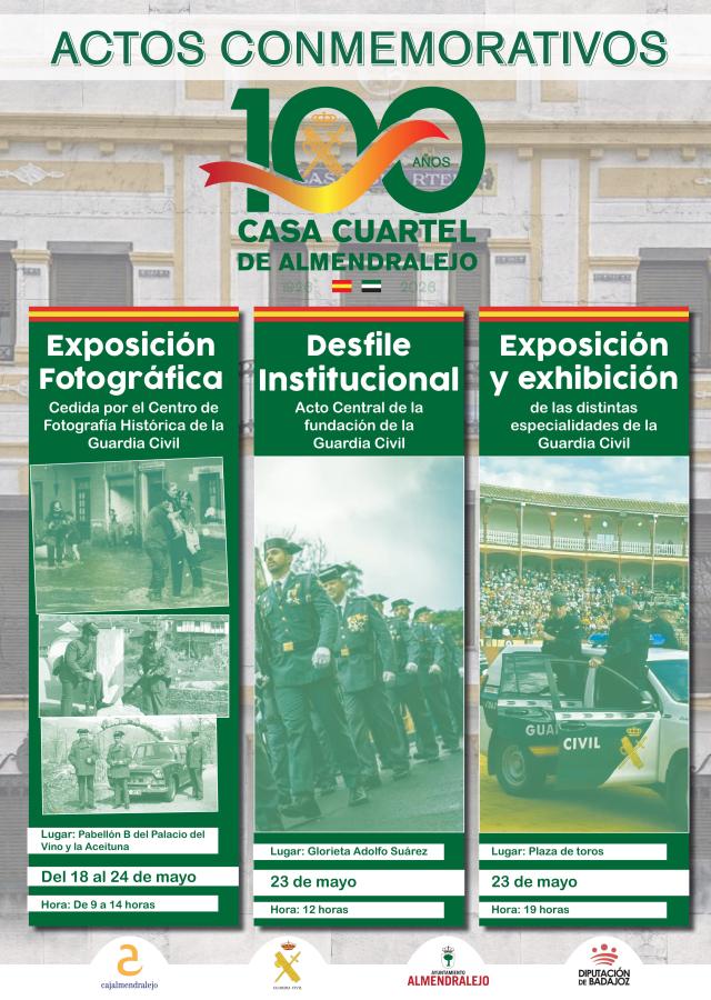 Almendralejo celebra el centenario de su cuartel de la Guardia Civil con un amplio programa de actos