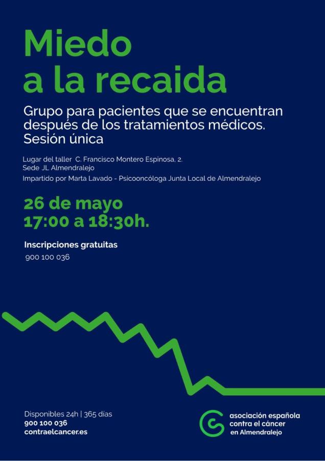 La Asociación Española Contra el Cáncer organiza un taller sobre el miedo a la recaída