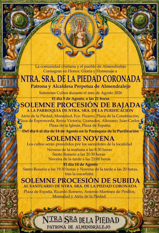 La Virgen de la Piedad procesionará mañana hasta la parroquia de la Purificación