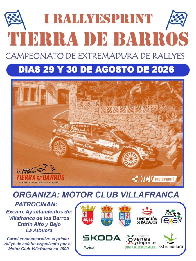 Tierra de Barros disfrutará del motor los días 29 y 30 de agosto con el I Rallysprint de la comarca