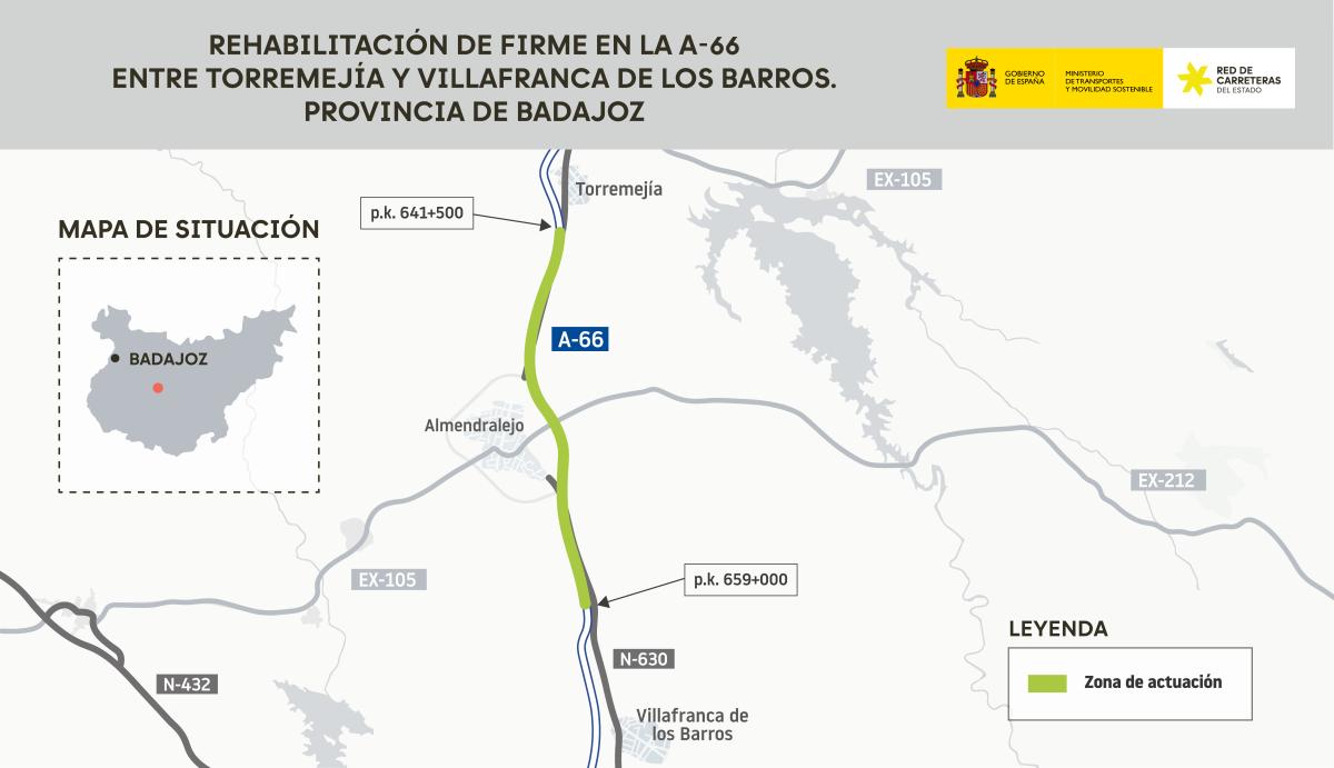 El Gobierno autoriza licitar las obras en la A-66 entre Torremejía y Villafranca de los Barros 