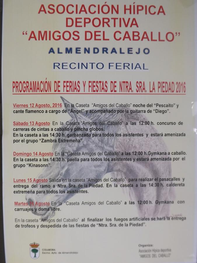 Un año más la Asociación Hípica Deportiva Amigos del Caballo estará presente en la feria con su caseta en la que habrá diferentes actividades