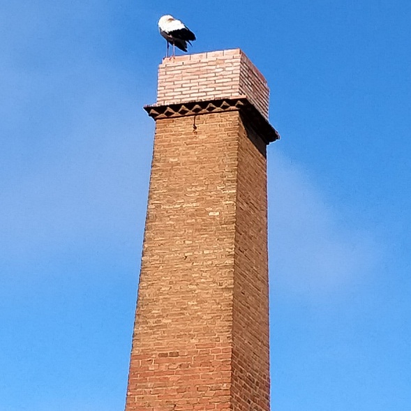 Reparan la coronación de la chimenea ubicada en la calle San Roque