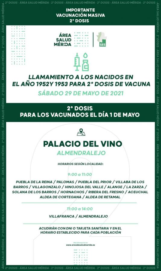 Las personas nacidas en 1966 se vacunan hoy en el Palacio del Vino