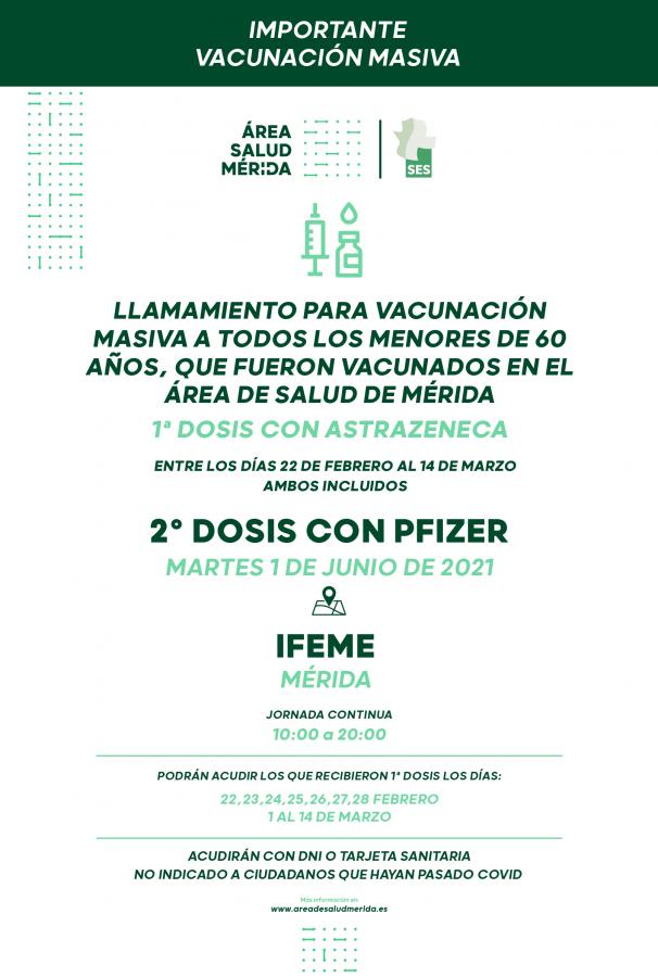 Los menores de 60 vacunados con Astrazena recibirán la dosis de Pfizer en Mérida