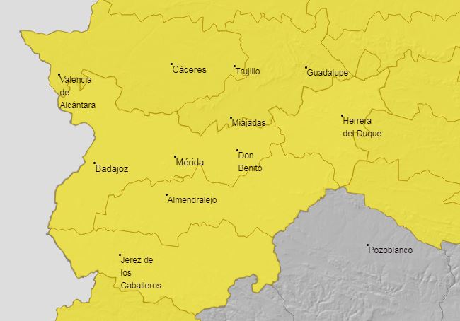 El 112 Extremadura activa este viernes la alerta amarilla por lluvias 