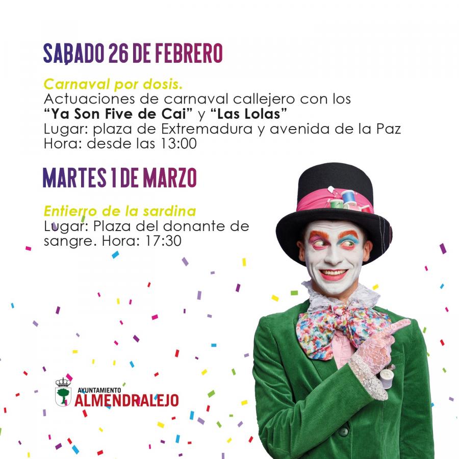 La programación de carnaval incluirá talleres, actuaciones y una gala