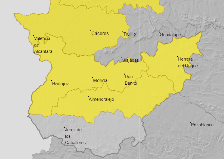 El 112 activa la alerta amarilla por nieblas en Tierra de Barros este viernes